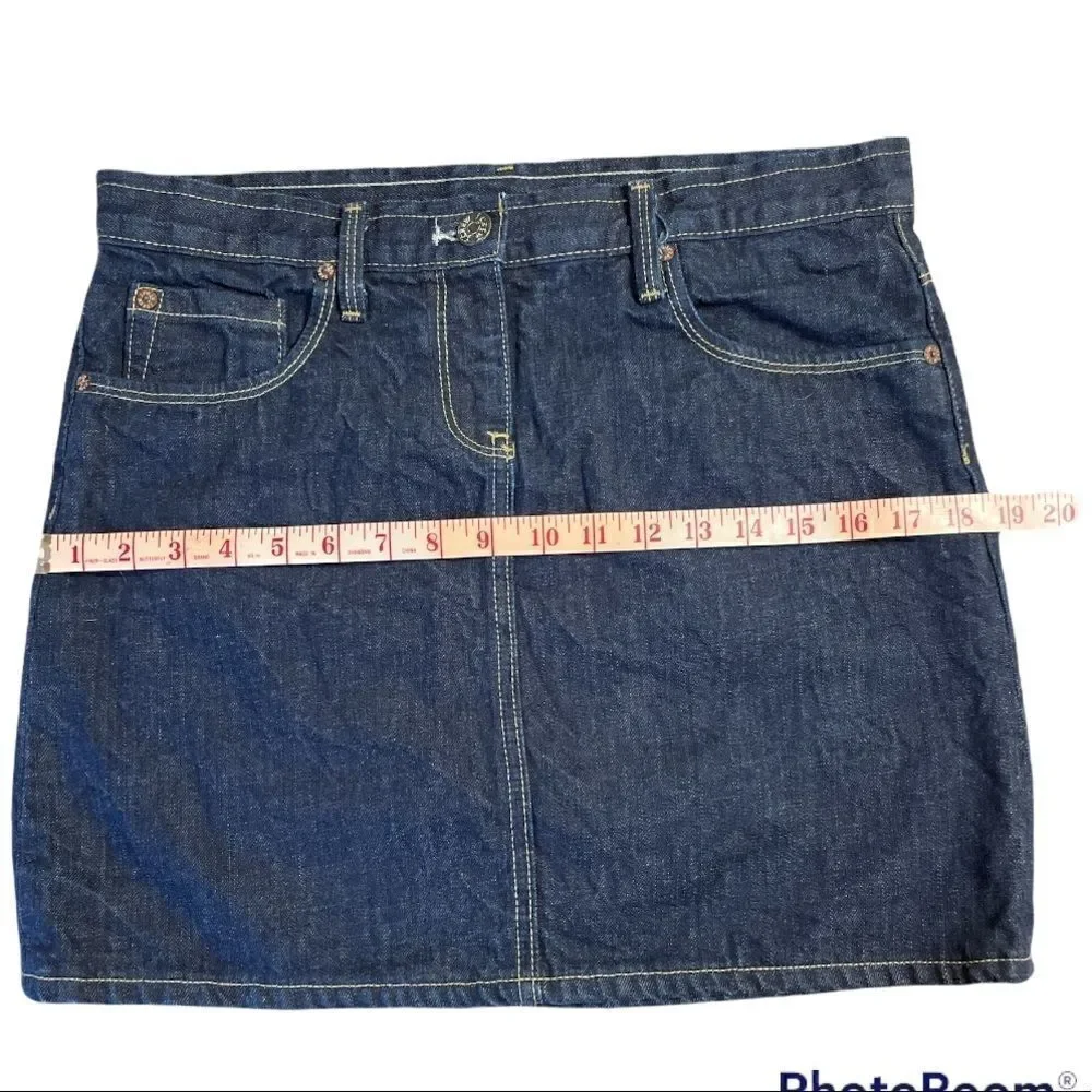 J.Crew Crinkle Effect Blue Denim  Jean Mini Skirt Size S